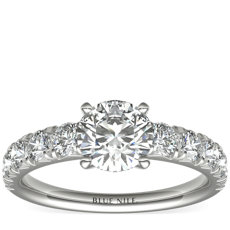 French Pavé Diamond Engagement Ring in Platinum (0.96 ct. tw.)